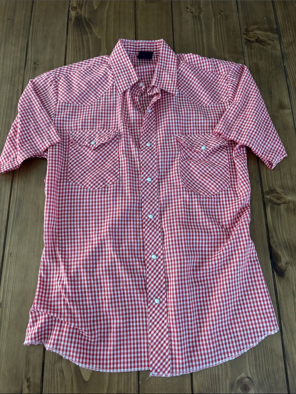 Vintage Wrangler Red Gingham Short-Sleeve Button-Up Shirt
